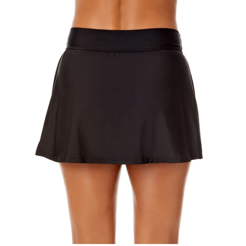 Anne Cole Black Skort with Flirty Side Slit Swim Bottom - Picture 5 of 5